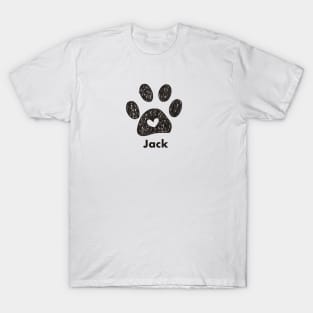 Jack name made of hand drawn paw prints T-Shirt